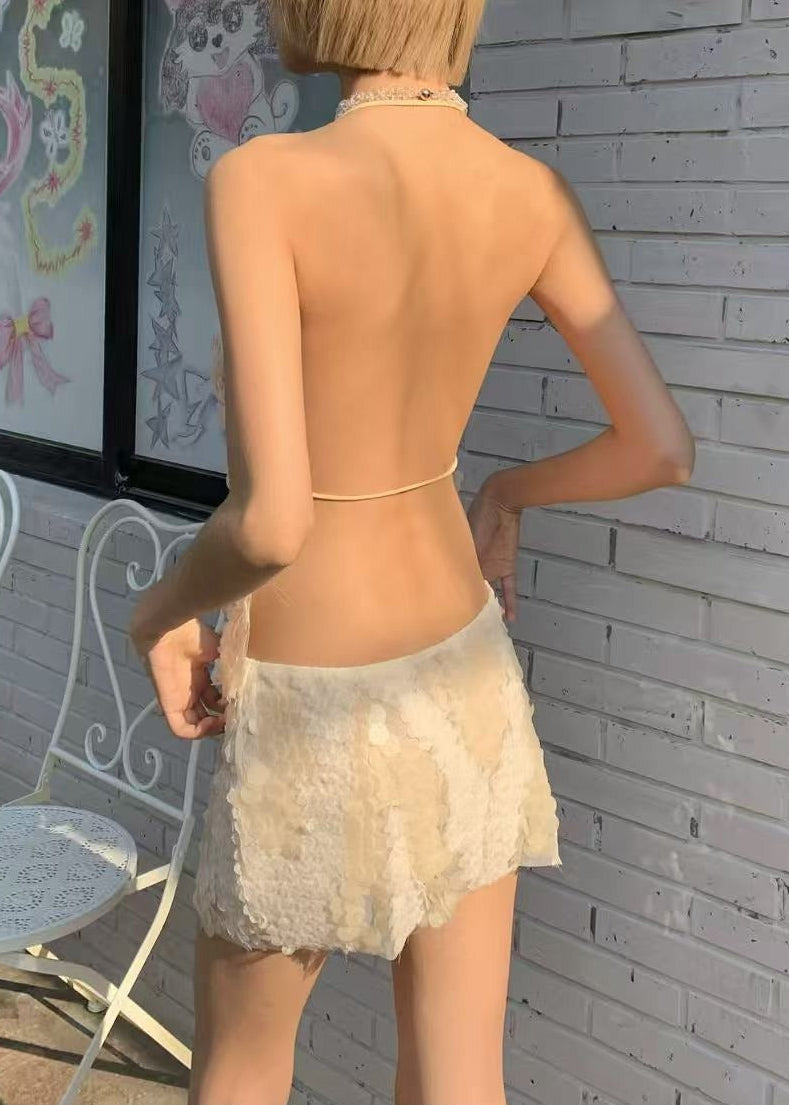 Iosephus Halter Neck Sequin Skirt Set