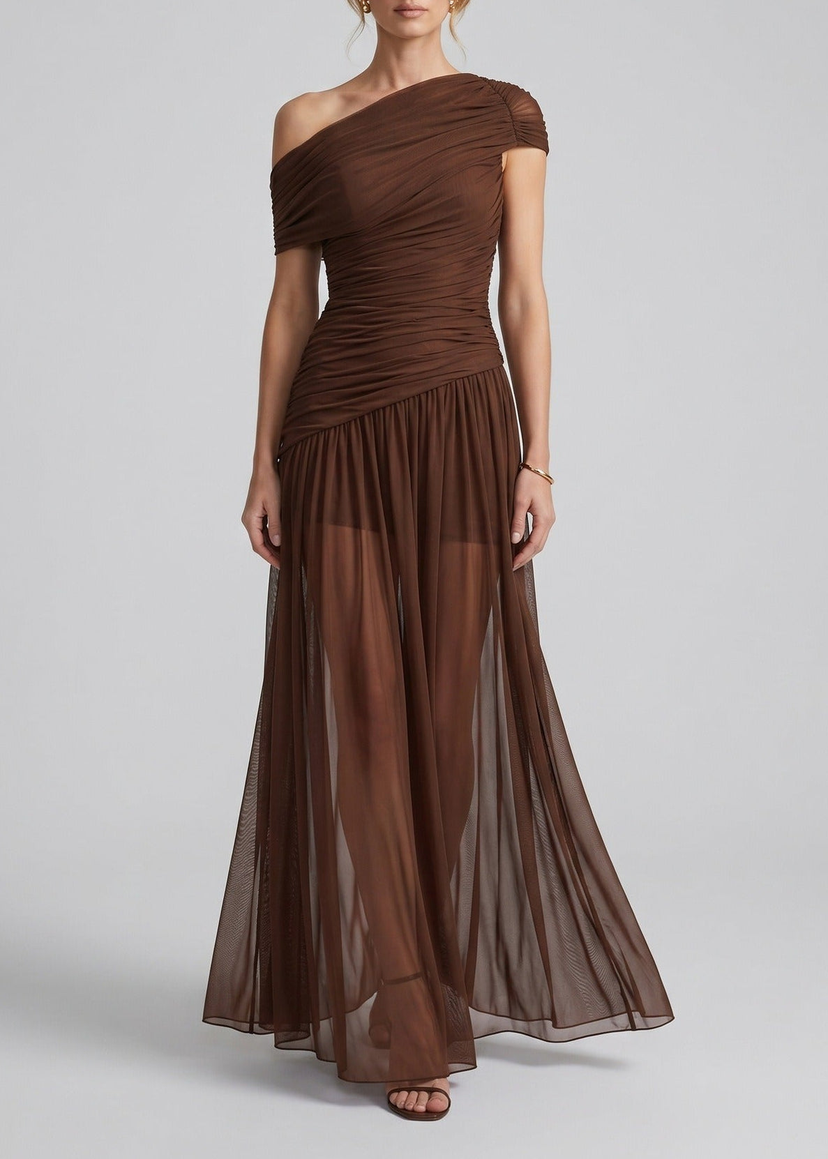 Ionelia One Shoulder Ruch Maxi Dress