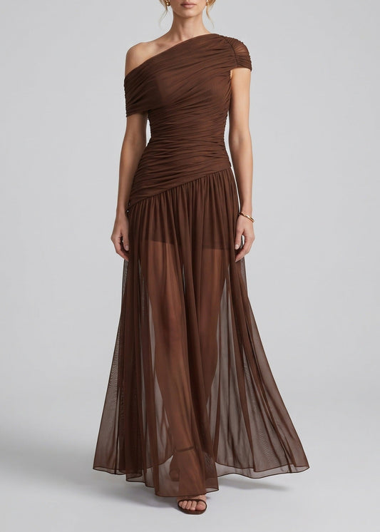 Ionelia One Shoulder Ruch Maxi Dress
