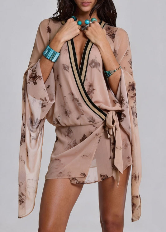 Kawena Plunge Floral Mini Dress