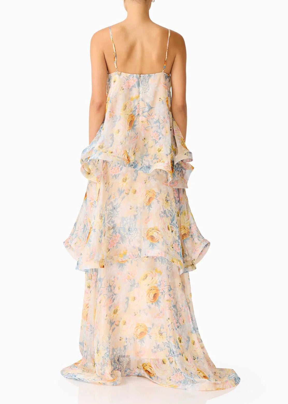 Hannie Floral Tiered Maxi Dress In Yellow