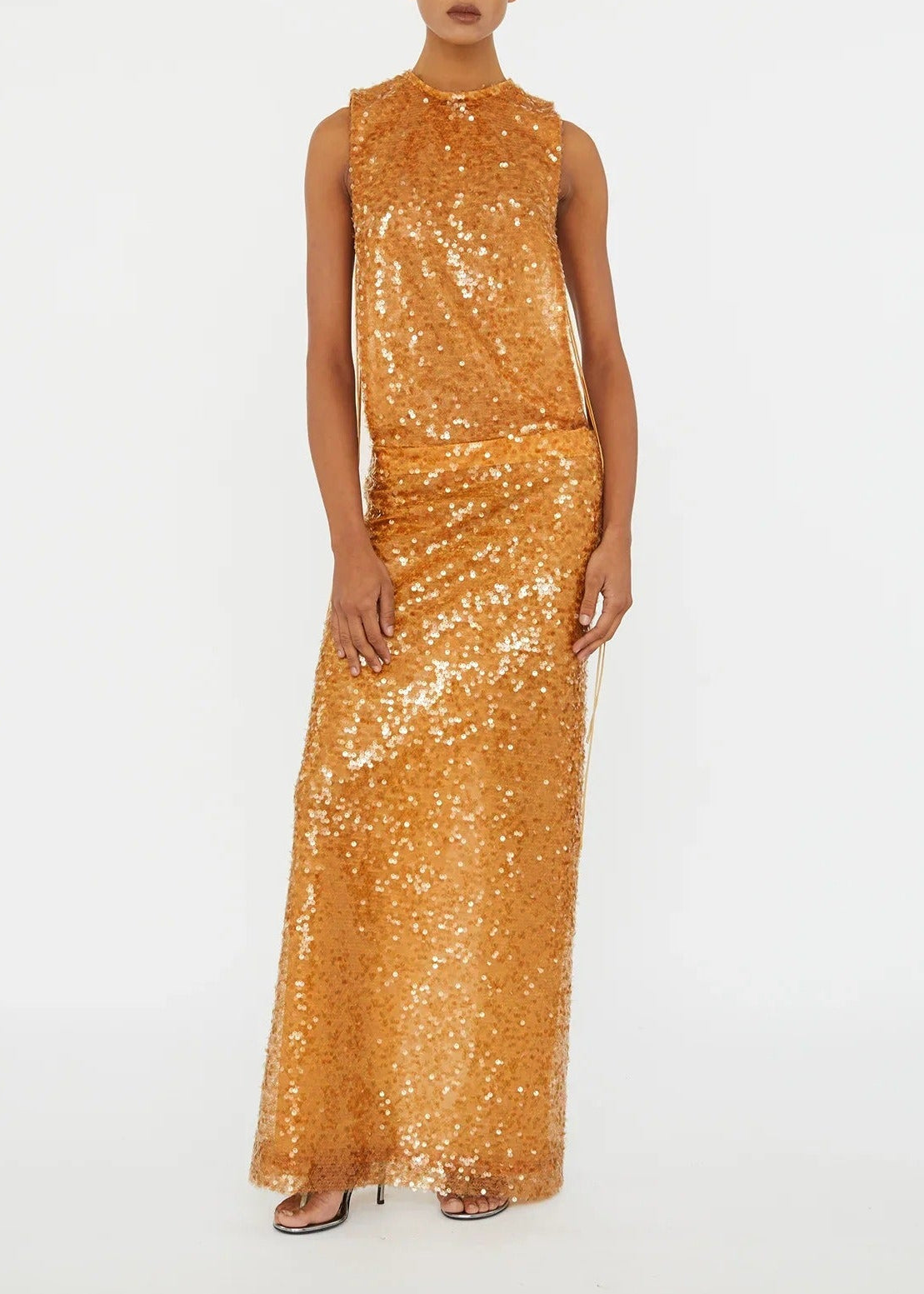 Fatime Tie Up Sequin Maxi Dress
