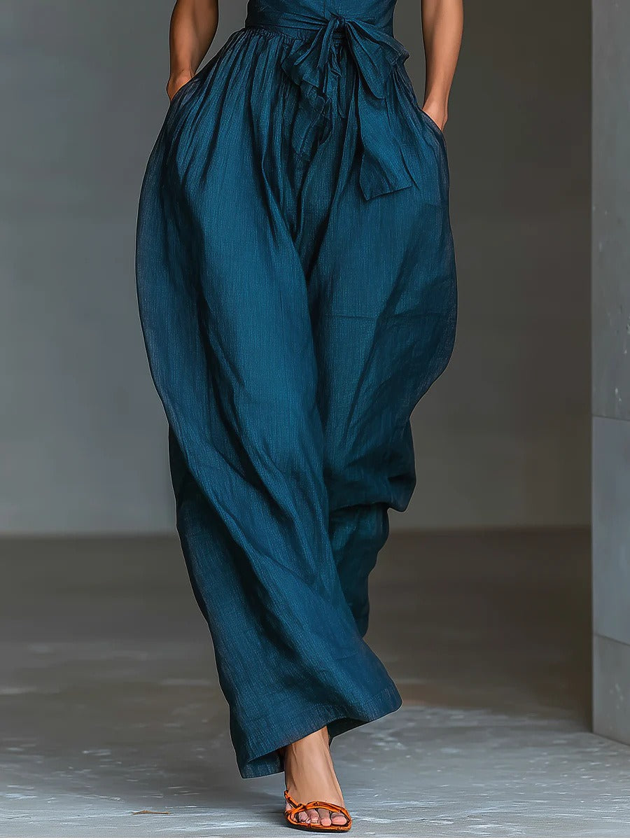 Kalare Halter Neck Tie Up Baggy Jumpsuit