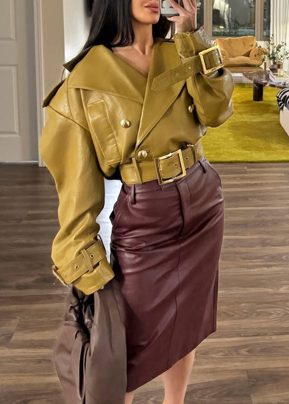 Kimmy Leather Belt Trench Coat