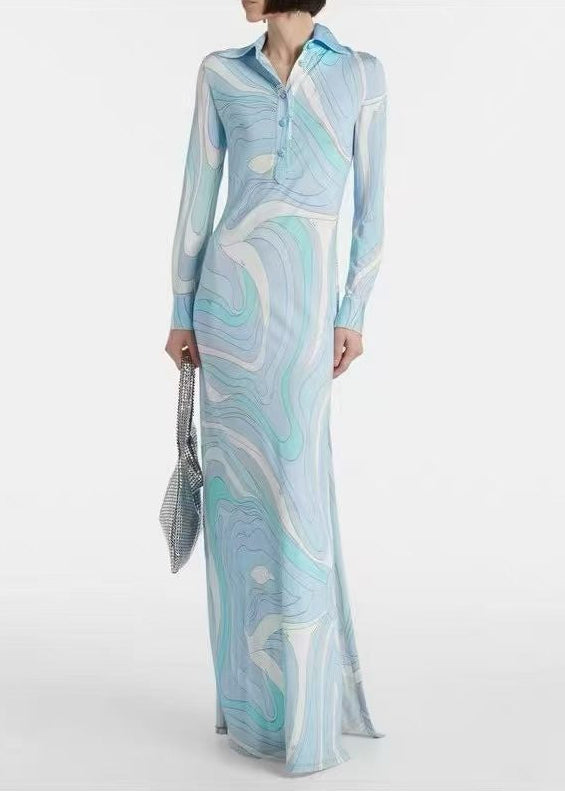 Keyanna Long Sleeve Print Maxi Dress