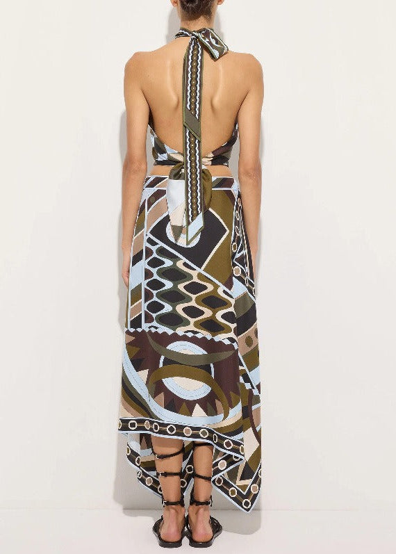 Hardy Cape Print Asymmetric Skirt Set