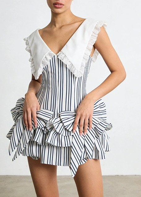 Florinus Stripe Bow Mini Dress