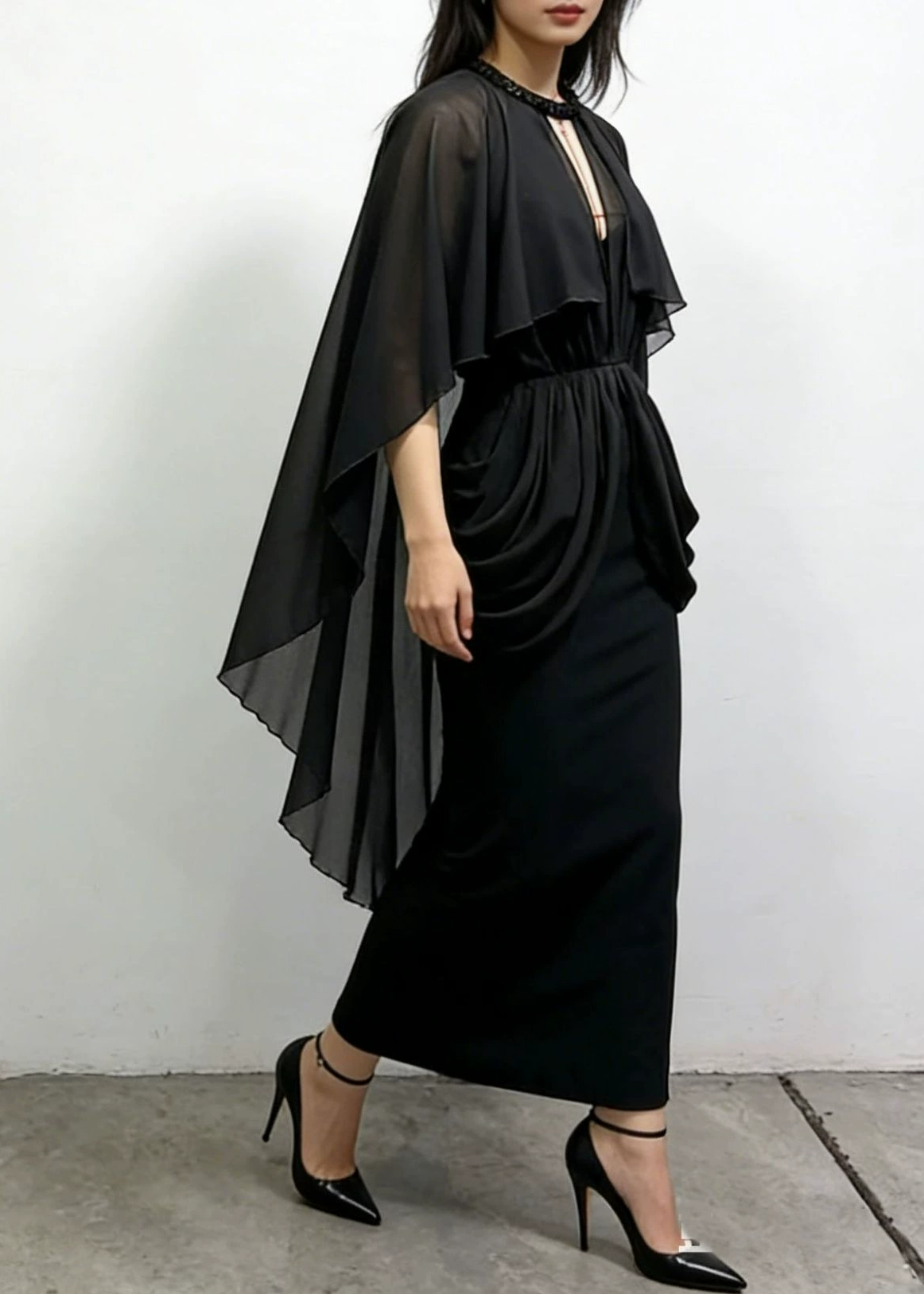 Firuza Draped Shawl Maxi Dress