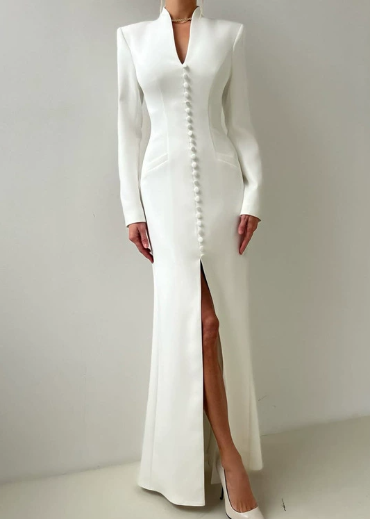 Enaitz Single Breasted Maxi Dress In White