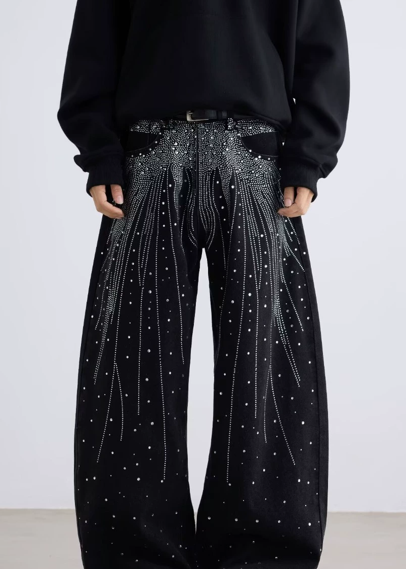 Delaiah Rhinestone Baggy Jeans