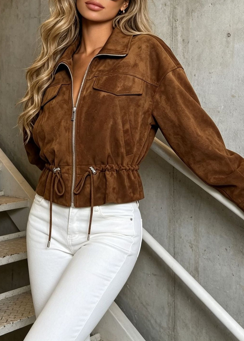 Kaysar Suede Drawstring Jacket