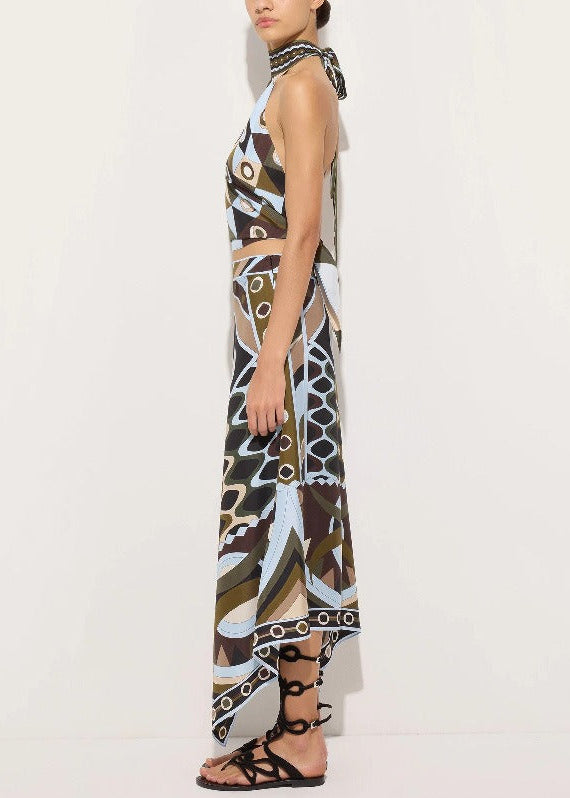 Hardy Cape Print Asymmetric Skirt Set