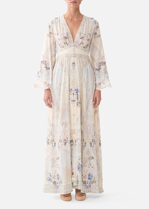 Kennita V Neck Floral Maxi Dress