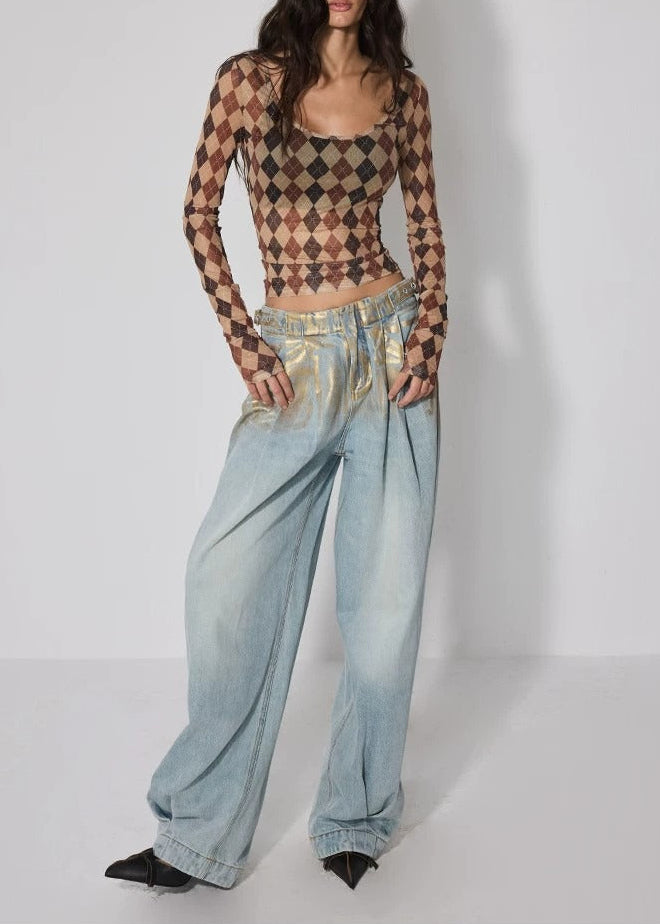 Koit Argyle Mesh Top