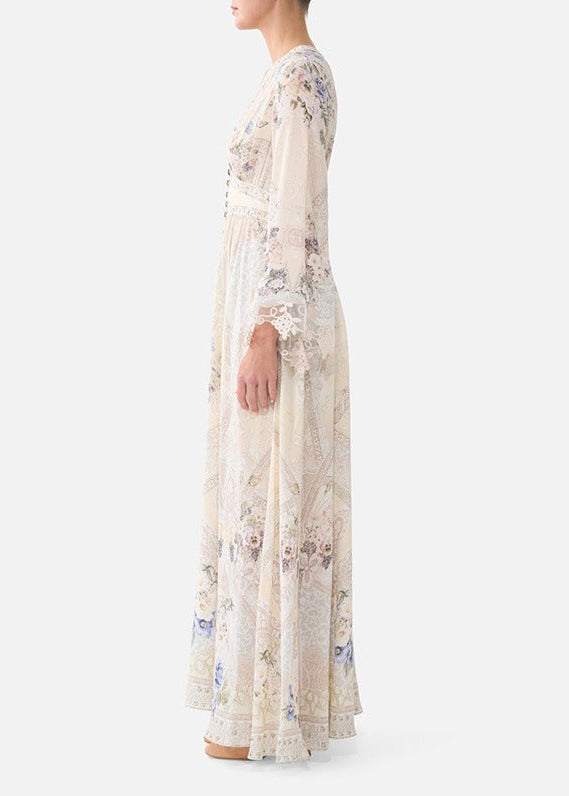 Kennita V Neck Floral Maxi Dress