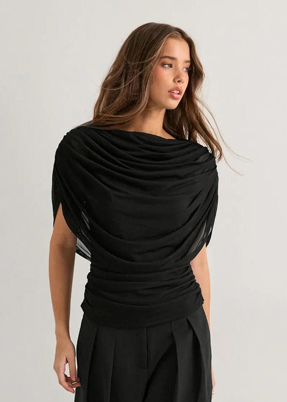 Fizza Mesh Shawl Ruch Top