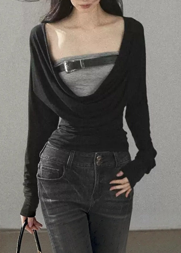 Ketaki Cowl Neck Buckle Top