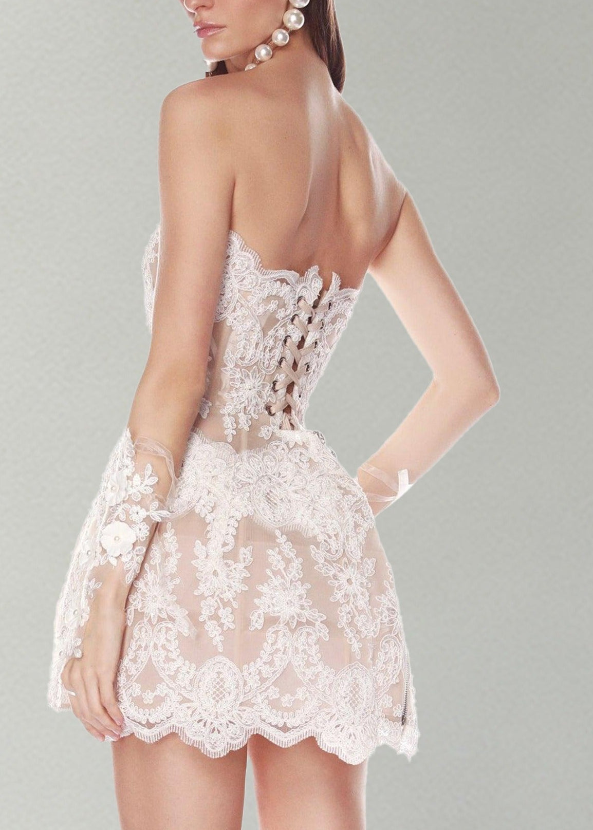 Kourtney Strapless Lace Mini Dress