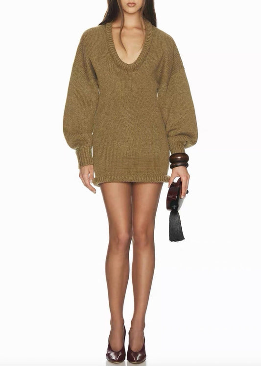 Maaike Balloon Sleeve Knit Mini Dress