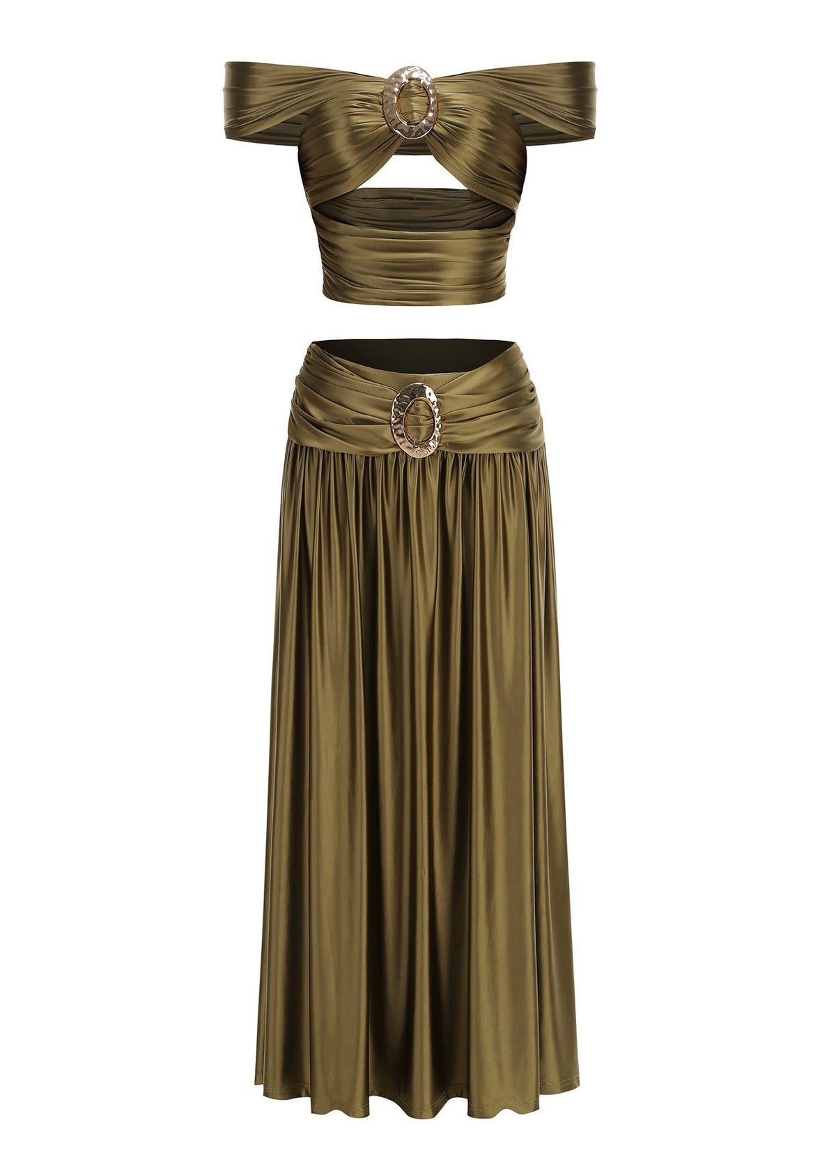 Ivaana Off Shoulder Cutout Skirt Set