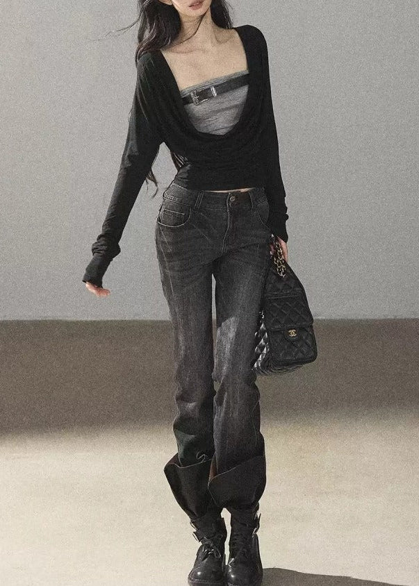Ketaki Cowl Neck Buckle Top