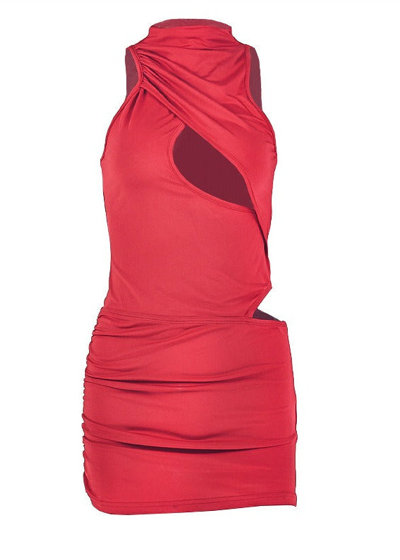 Iyla Halter Neck Cutout Mini Dress In Red
