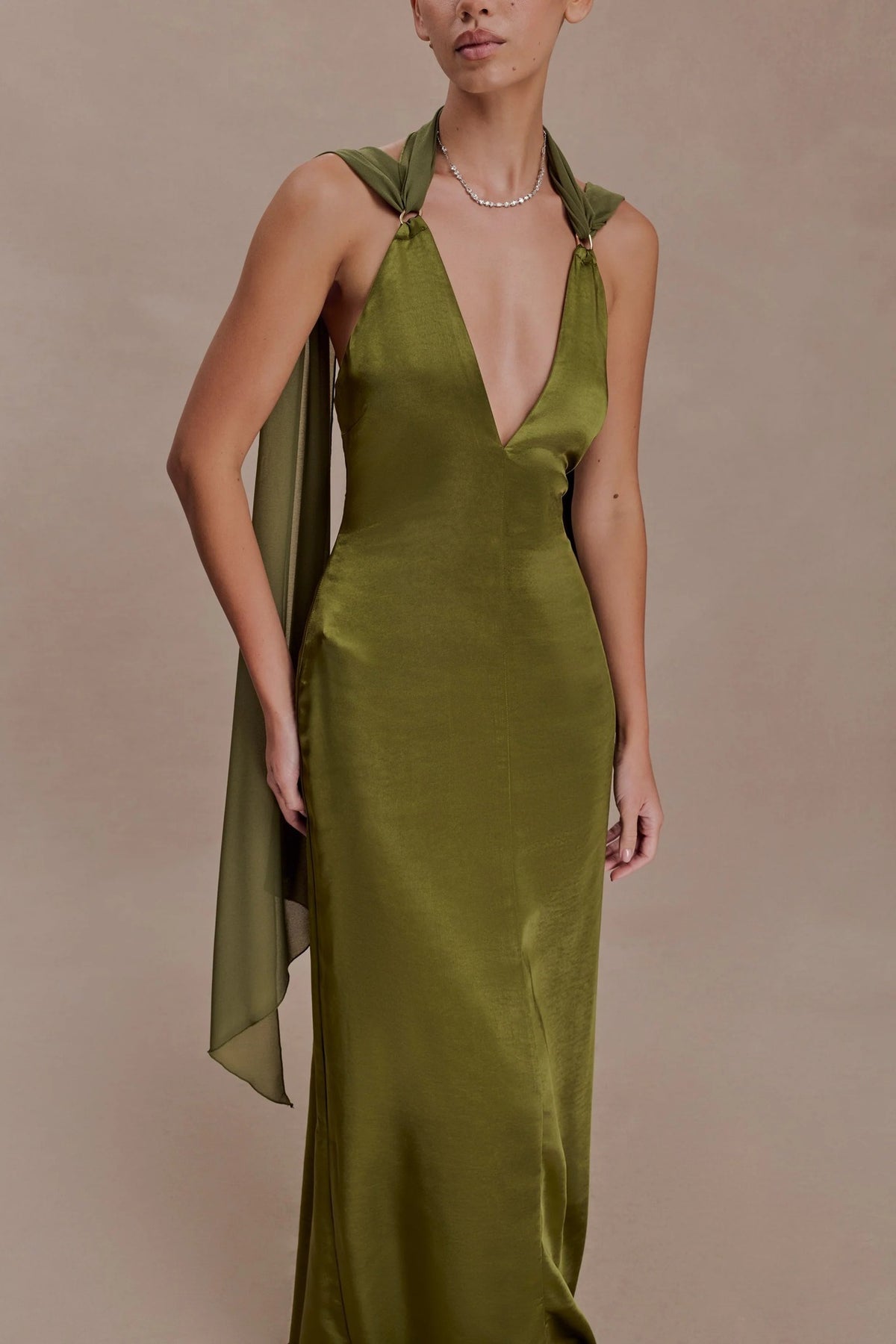 Kitson Plunge Scarf Maxi Dress