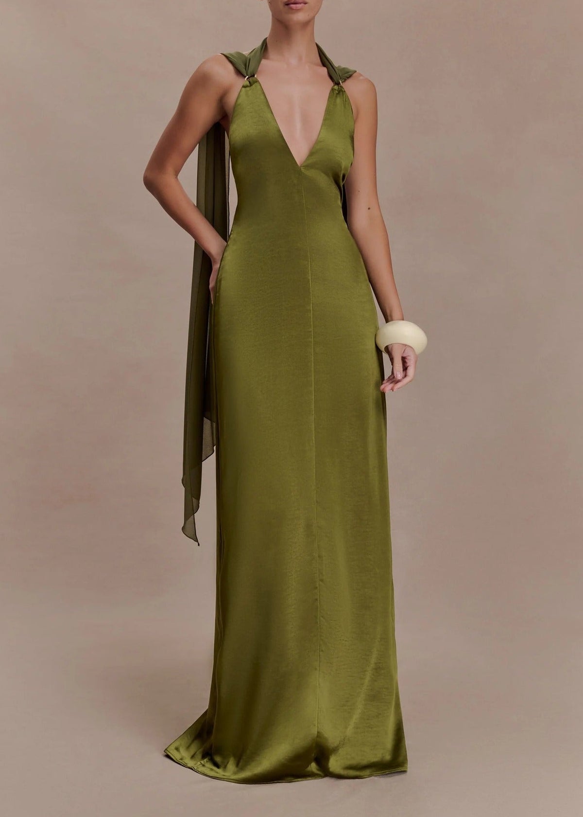Kitson Plunge Scarf Maxi Dress