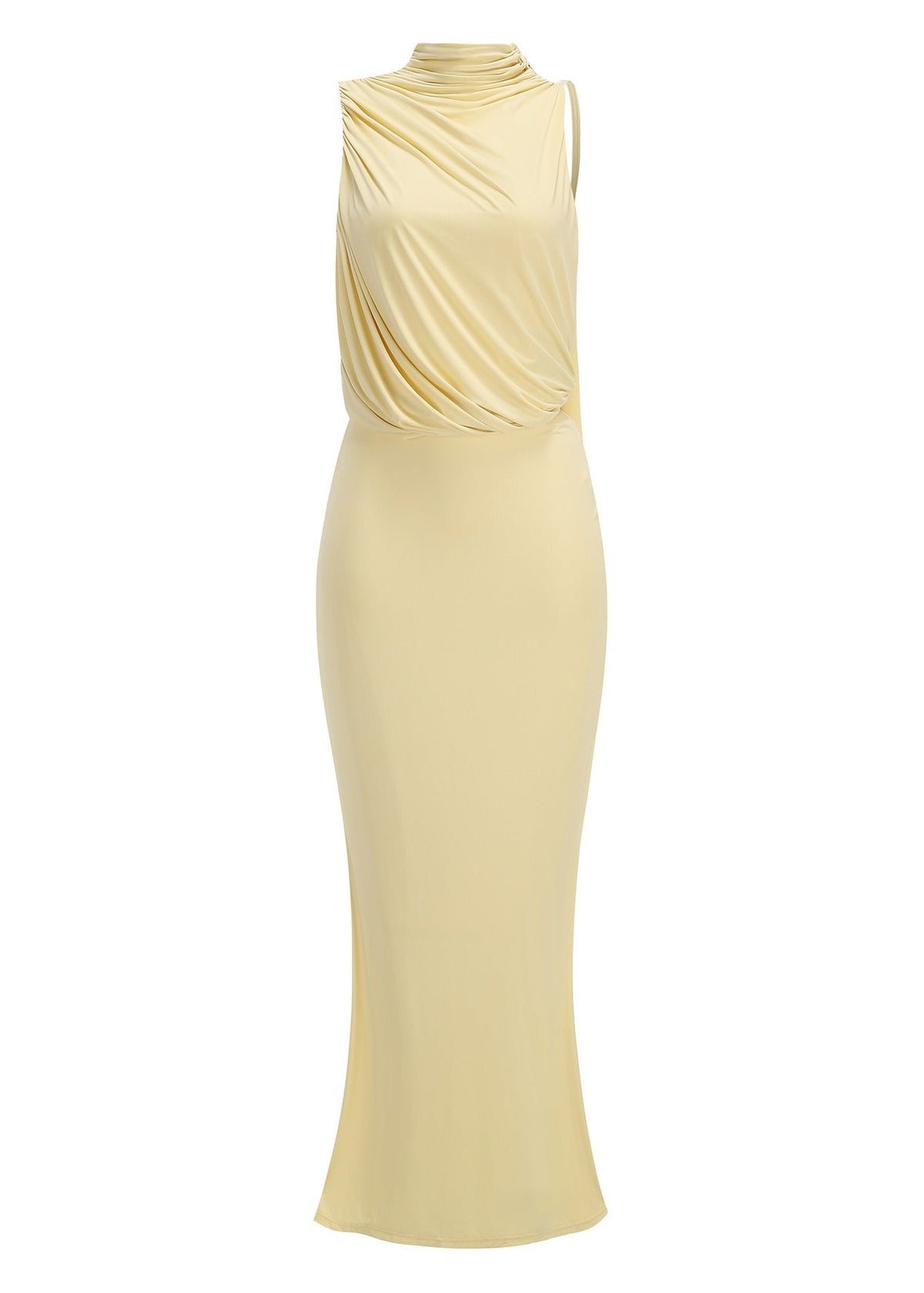 Kolton High Neck Draped Scarf Maxi Dress