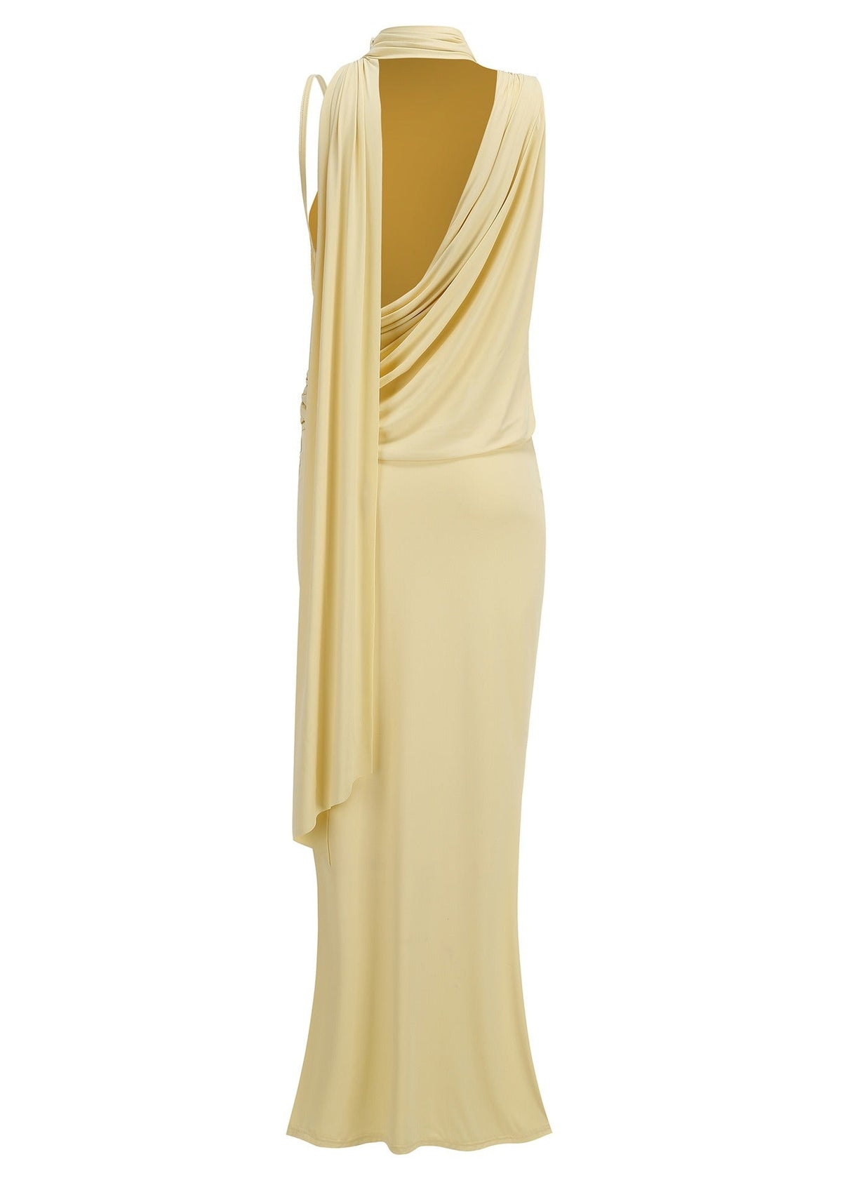 Kolton High Neck Draped Scarf Maxi Dress