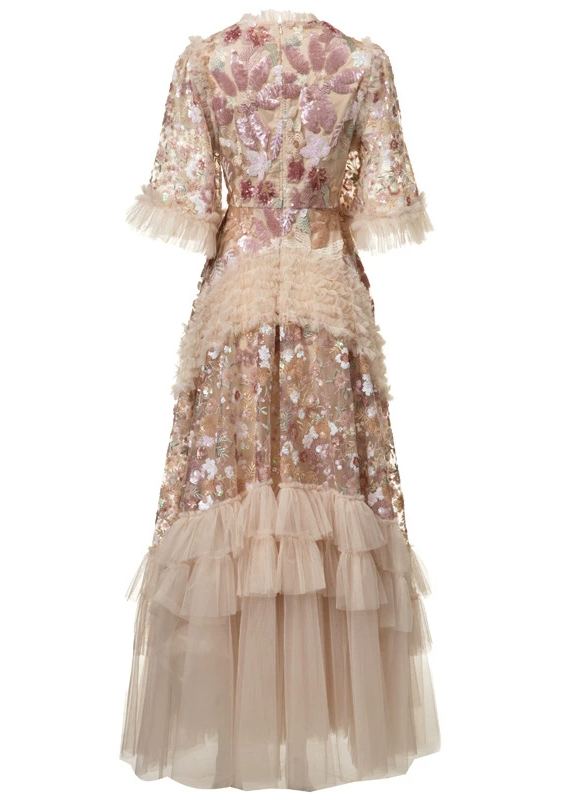 Kasim Embellished Sequin Ruffle Maxi Dress