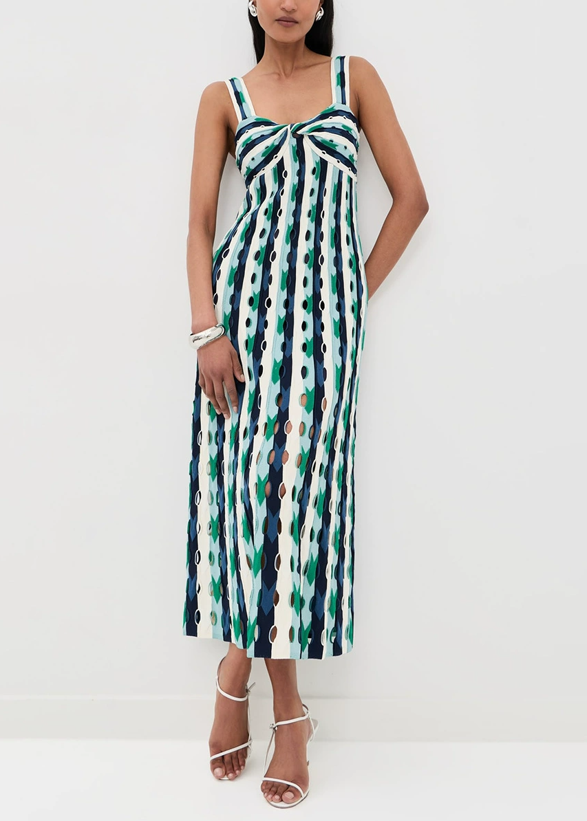 Karis Spaghetti Cutout Stripe Maxi Dress
