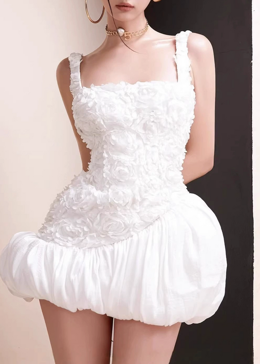 Ferran Sleeveless Flower Bubble Mini Dress