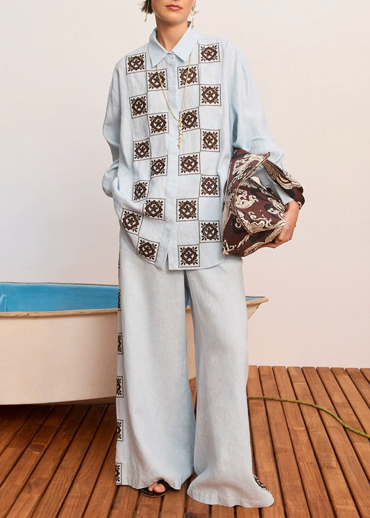 Khair Long Sleeve Embroidered Pants Set