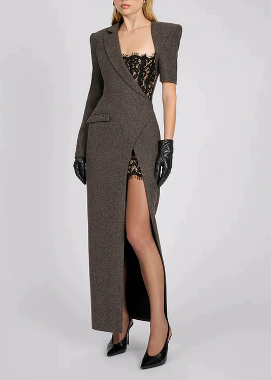 Kehinde Deconstruct Lace Split Maxi Dress