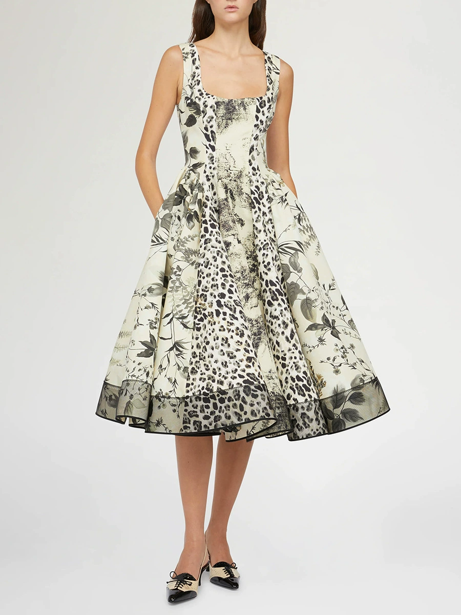 Iuvenalis Sleeveless Print Midi Dress
