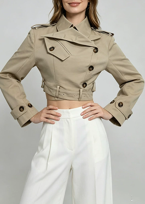 Ioses Crop Belt Trench Coat