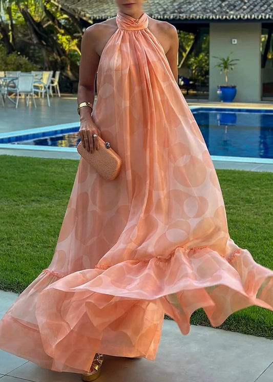 Hermann Halter Neck Ruffle Maxi Dress