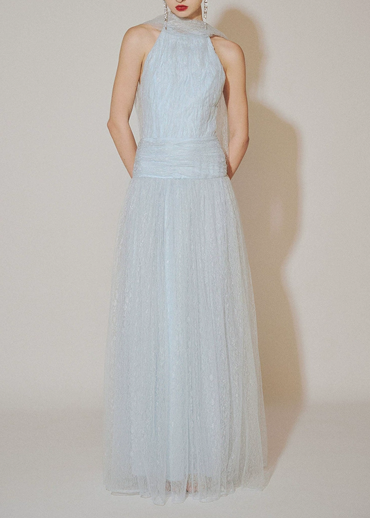 Kazuhito Halter Neck Mesh Scarf Maxi Dress