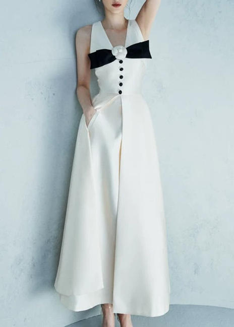 Kateisha Sleeveless Bow Flower Maxi Dress
