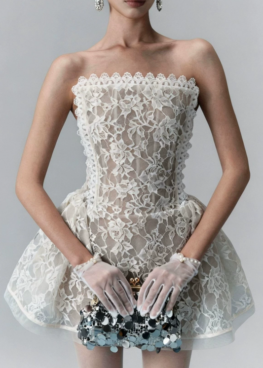 Iohel Spaghetti Lace Mini Dress