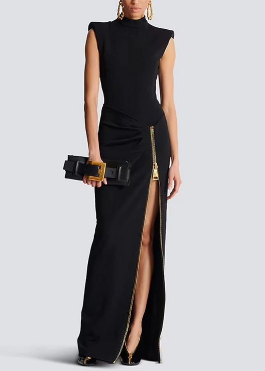 Dottie Spilt Zipper Maxi Dress