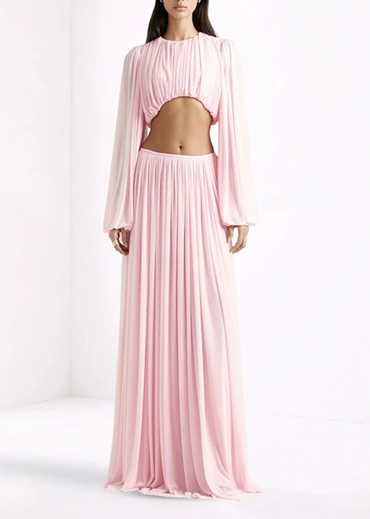 Irmingard Long Sleeve Ruch Skirt Set