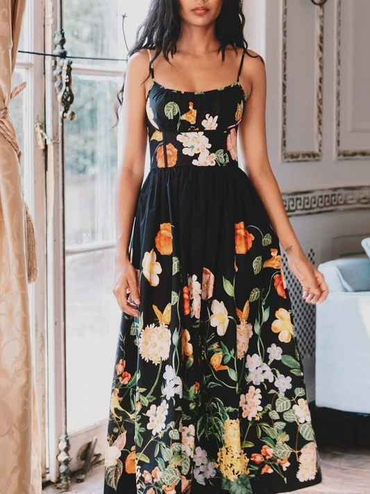 Helios Floral Ruffle Midi Dress