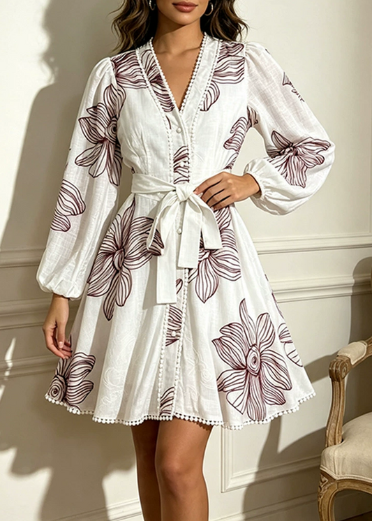 Kenny Ballon Sleeve Floral Mini Dress