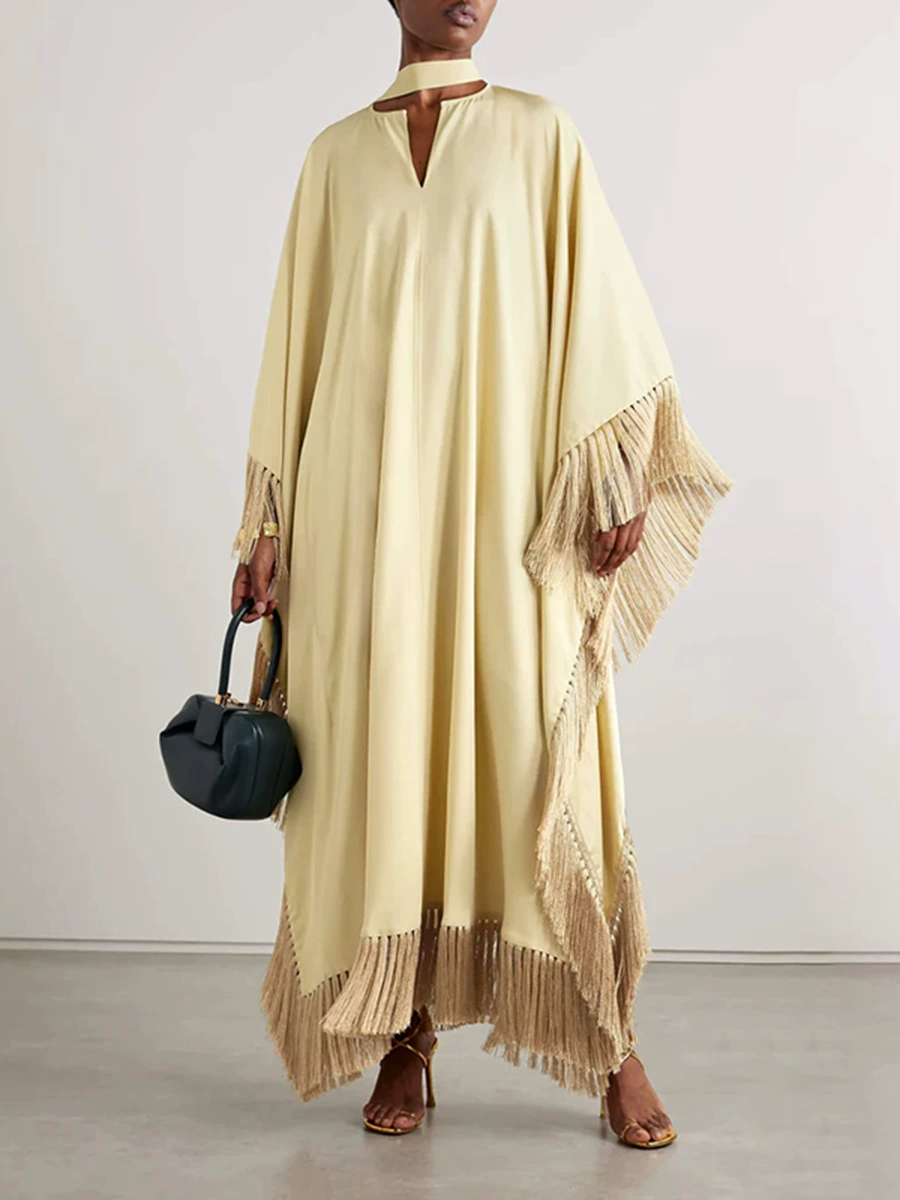 Jaakko Satin Fringe Maxi Dress