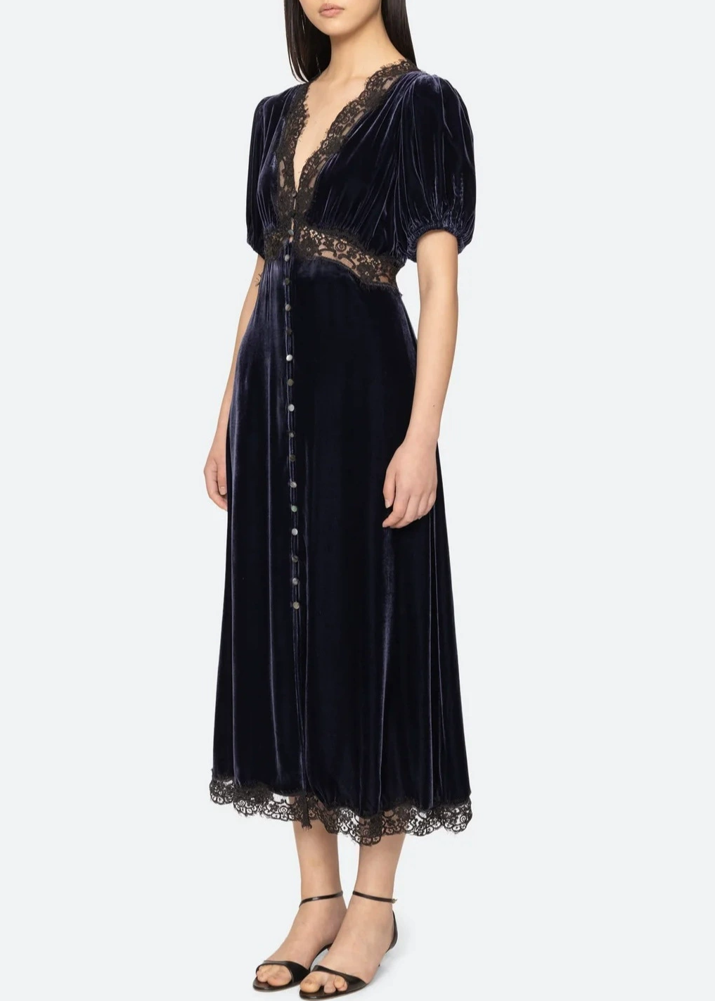 Erato Lace Velvet Midi Dress