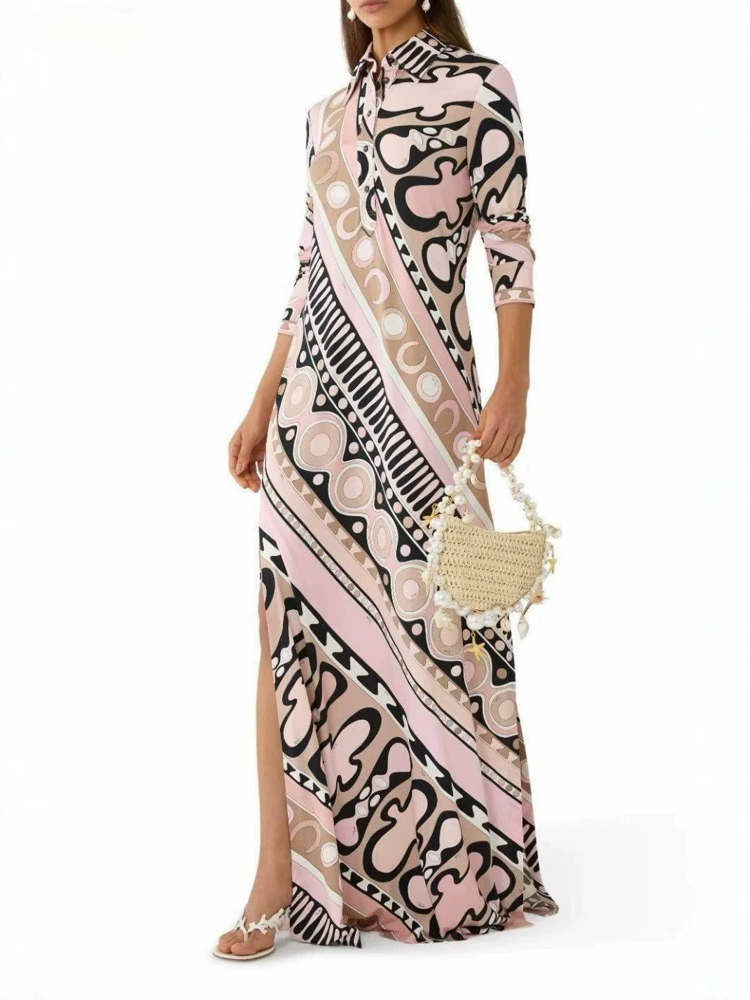 Kazushige Print Split Maxi Dress