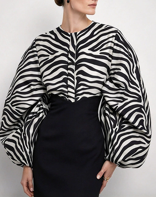 Kristoff Balloon Sleeve Zebra Top