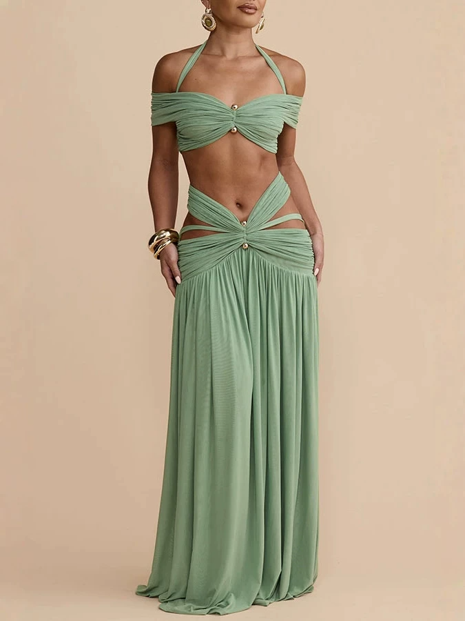 Jeane Cutout Ruched Maxi Skirt Set